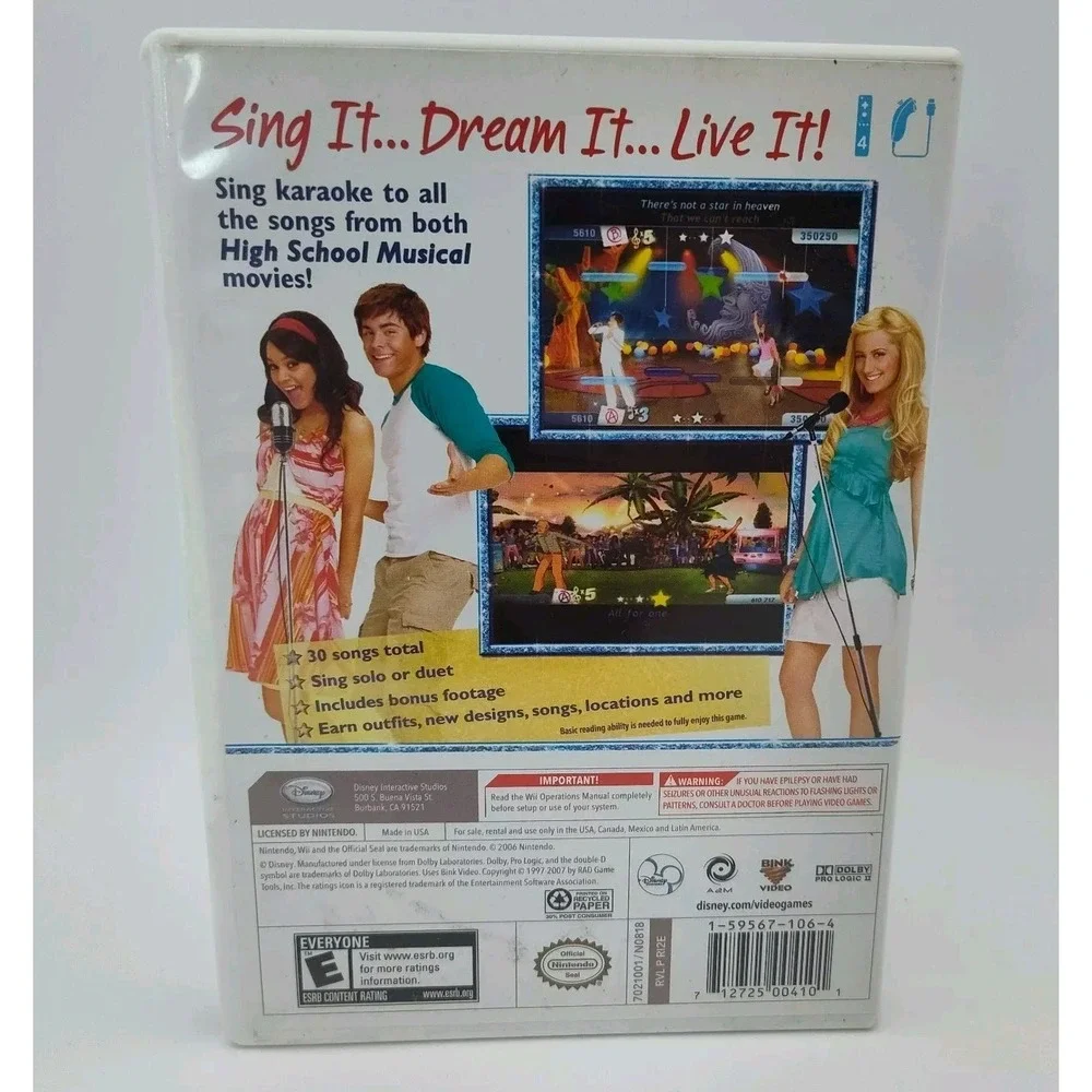 Wii High School Musical Sing It Nintendo Disney‎ Video Game SEE PICS BB15.1GA868